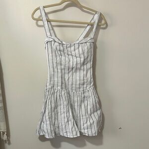 Abercrombie & Fitch White and Black Striped  linen Mini Dress